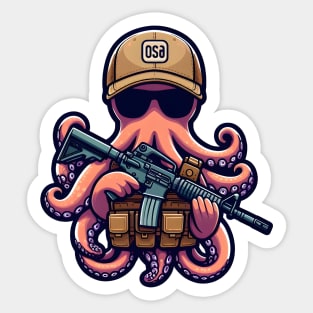 Tactical Octopus Adventure Tee: Where Intelligence Meets Style Sticker